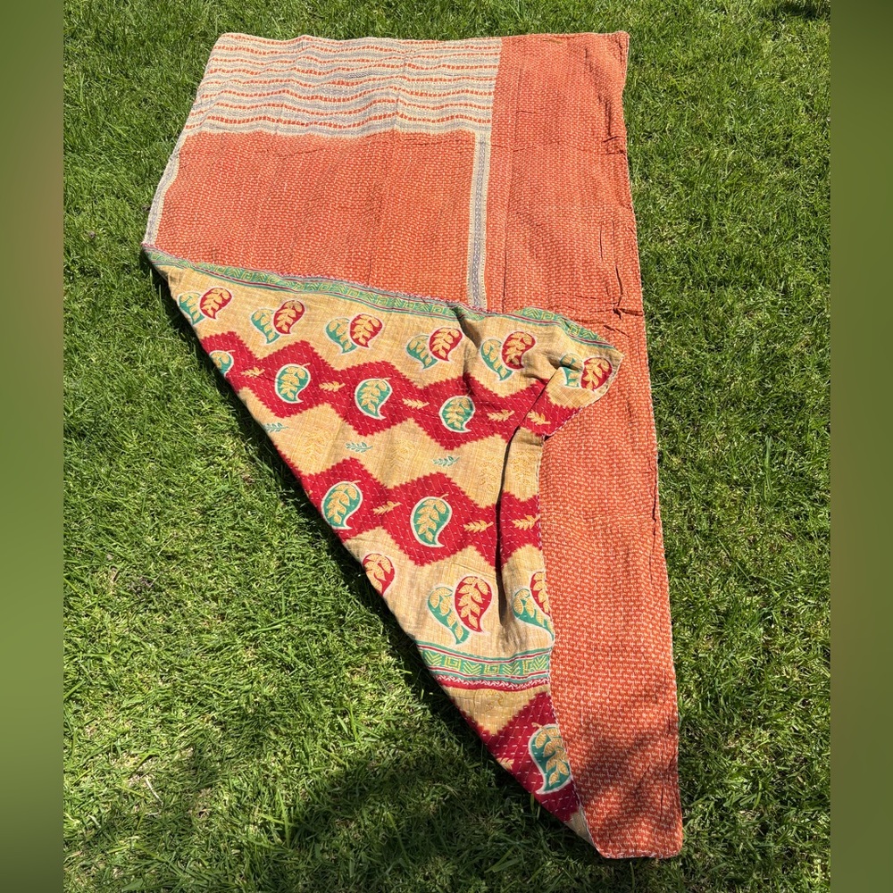Vintage Beach 🪲🦀☀️ Kantha Quilt Reversible Surf Vacation Blanket Boho Cool 😎